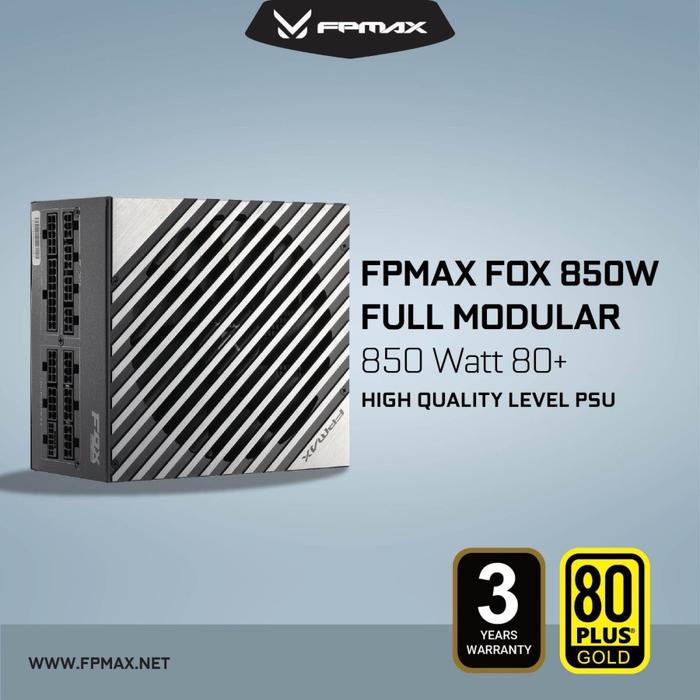 Power Supply FPMAX FOX 850W BR 80+ GOLD PCIE5 Full Range Full Modular