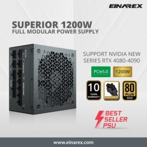 JualPOWER SUPLLY EINAREX SUPERIOR 1200W 80+ Gold – Fully Modular PCIe 5.0