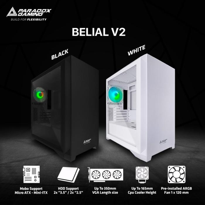 PARADOX GAMING BELIAL WHITE - TEMPERED GLASS - Micro ATX Case - Image 2