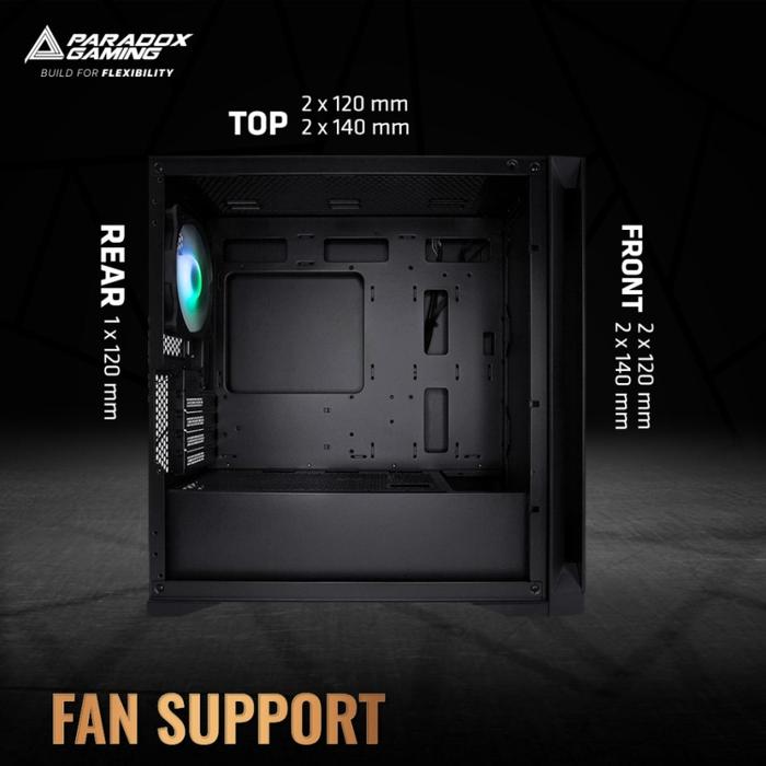 PARADOX GAMING BELIAL BLACK V2 - TEMPERED GLASS - MATX Case - Black - Image 3