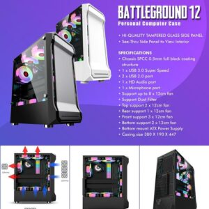 Casing Simbadda BattleGround 12 BLACK - ATX, mATX Tempered Glass