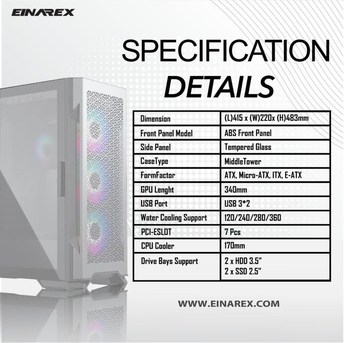 Casing EINAREX VICTORIA - EATX, ATX, mATX Gaming Case - Image 5