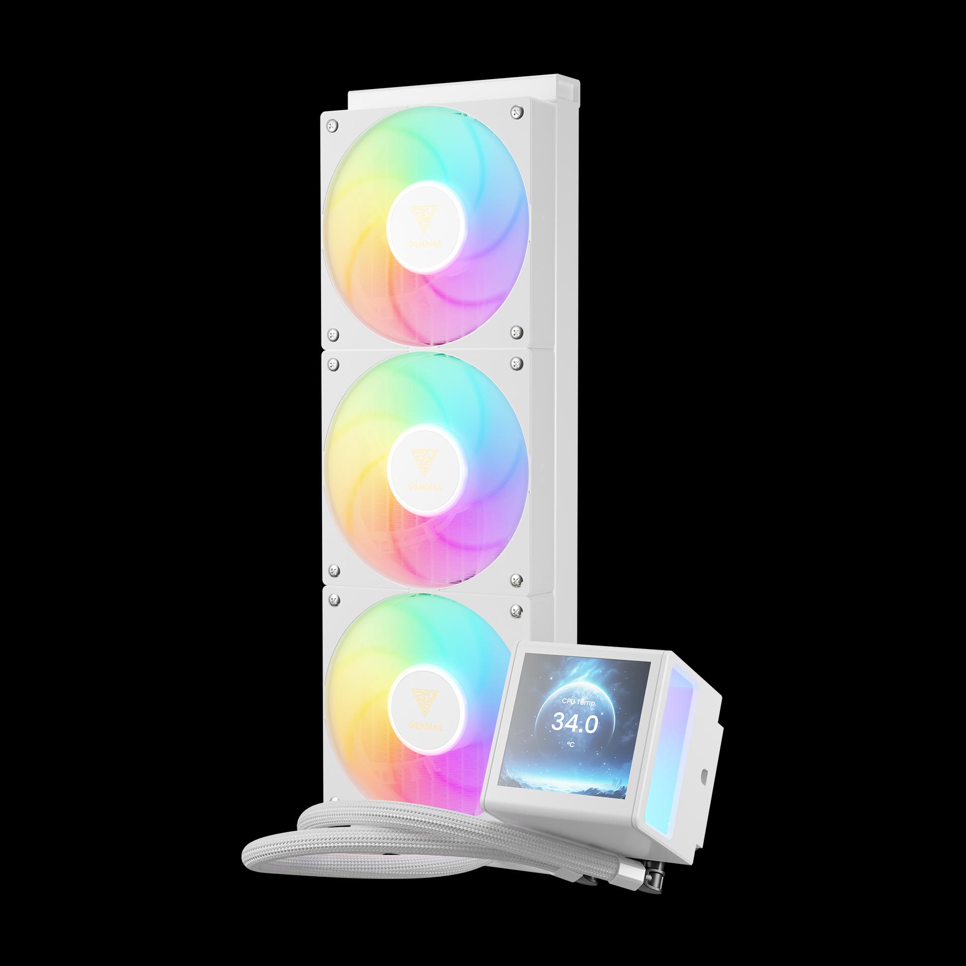 GAMDIAS CHIONE P5-360 - 360MM LCD POWERFUL DIGITAL COOLING - AIO Liquid CPU Cooler - WHITE - Image 2