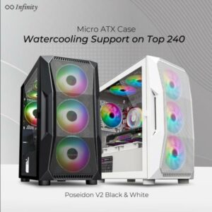 JualCasing Infinity POSEIDON V2 – mATX Gaming Case – INCLUDE 3 FAN