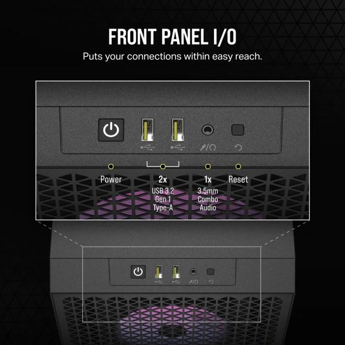 CASING CORSAIR 3000D RGB AIRFLOW - Mini ITX, MATX, ATX - BLACK - Image 5