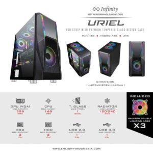 JualCasing Infinity URIEL – Tempered Glass ATX, mATX Gaming Case