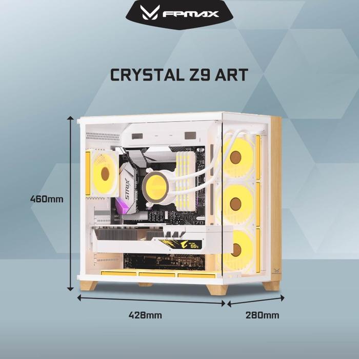 CASING FPMAX Crystal Z9 Art White + Wood ATX, mATX, ITX - Image 2