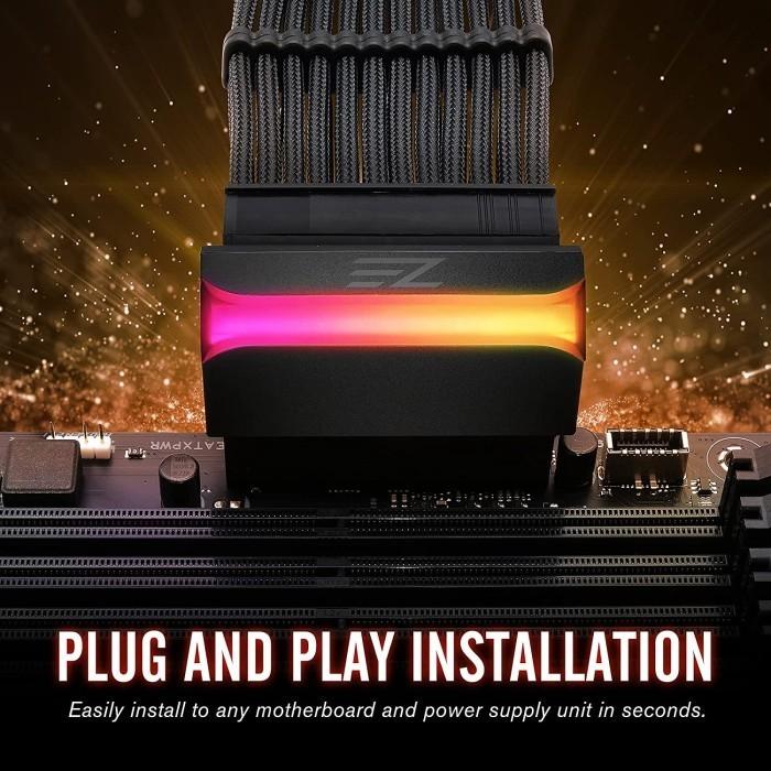 EZDIY-FAB ATX 24 PIN Angle Adapter With ARGB Module - BLACK - Image 3
