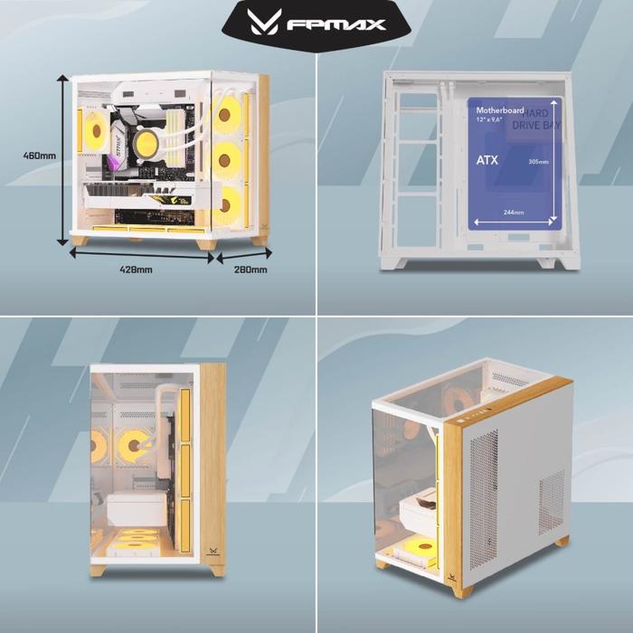 CASING FPMAX Crystal Z9 Art White + Wood ATX, mATX, ITX - Image 4
