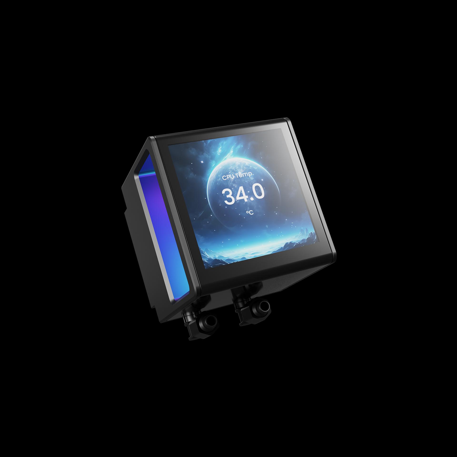 GAMDIAS CHIONE P5-360 - 360MM LCD POWERFUL DIGITAL COOLING - AIO Liquid CPU Cooler - BLACK - Image 5