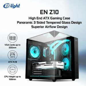 Casing ENLIGHT EN Z10 BLACK - ATX PC Case - Black