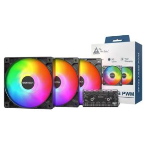 JualFAN CASING MONTECH GF120 ARGB 3in1 Fan 3 Pack – 120mm / 12CM Fan – BLACK