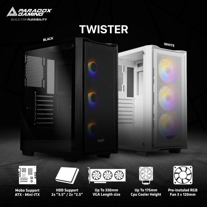 CASING PARADOX GAMING TWISTER - ATX, mATX, mITX - INCLUDE 3 FAN - Image 2