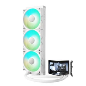TRYX PANORAMA 360 ARGB  360mm L Shaped AMOLED Screen - Liquid CPU Cooler - WHITE