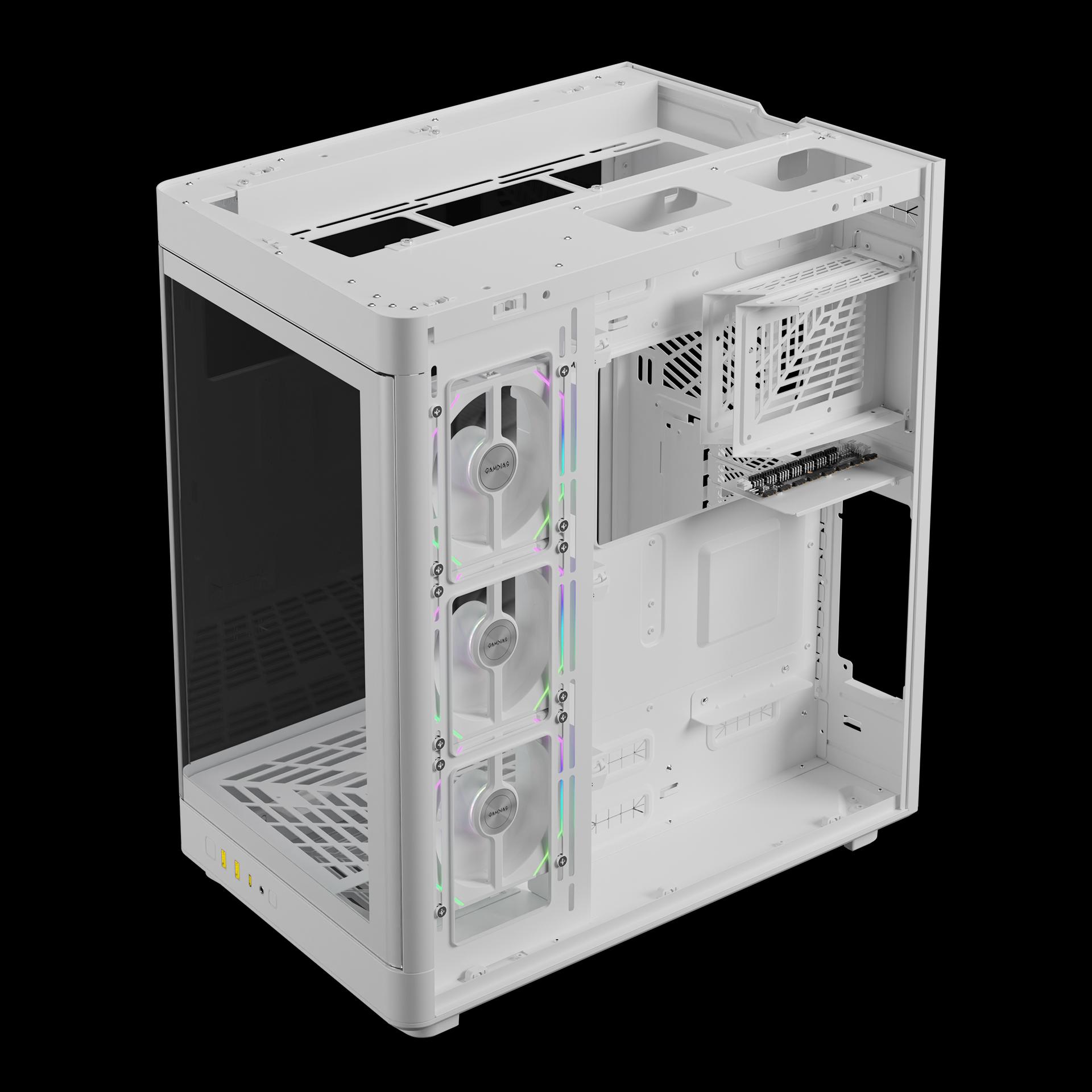 Casing GAMDIAS NESO P1 PRO ARGB + 3 FAN ARGB - Putih - Image 2