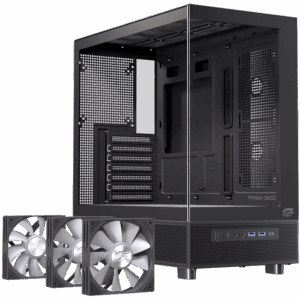 Casing EINAREX Prisma S500 PC CASE ATX + 2 FAN REVERSE 120MM & 1 FAN 120MM - BLACK