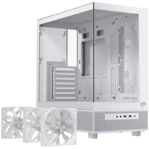 Casing EINAREX Prisma S500 PC CASE ATX + 2 FAN REVERSE 120MM & 1 FAN 120MM - WHITE