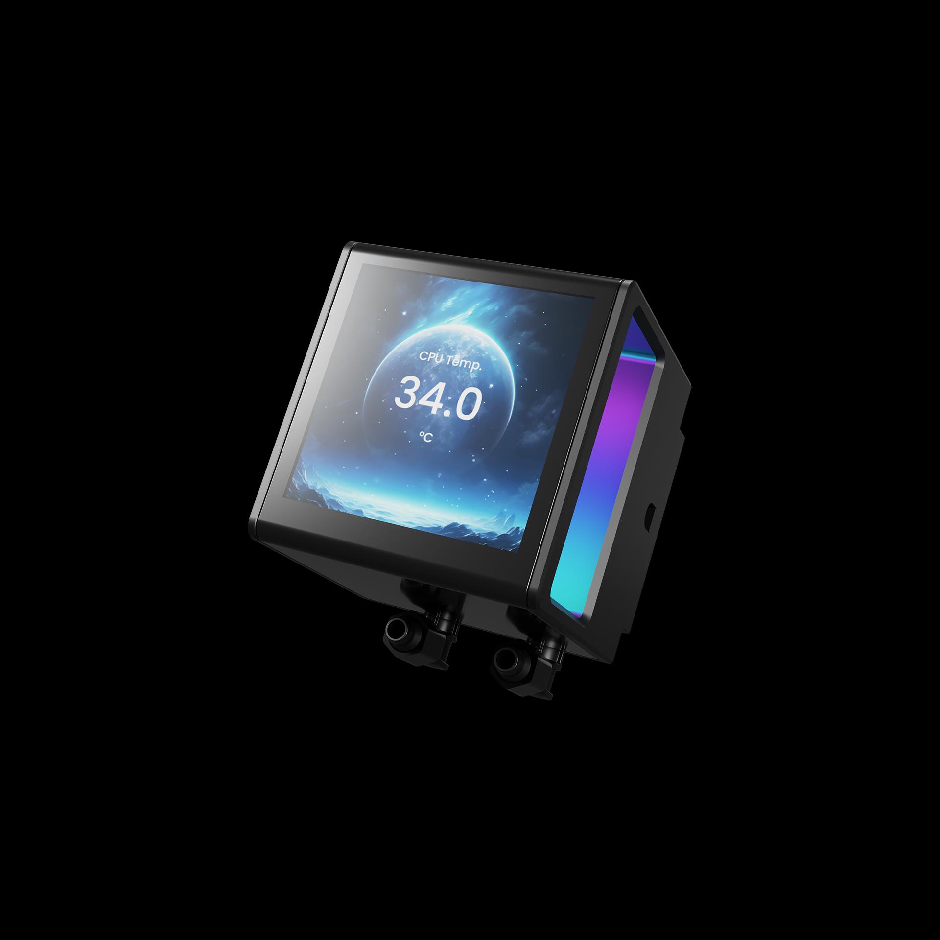 GAMDIAS CHIONE P5-240 - 240MM LCD POWERFULL DIGITAL COOLING - AIO Liquid CPU Cooler - BLACK - Image 4