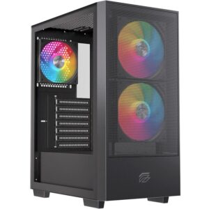 Casing EINAREX Pulse P100 -  ITX/mATX/ATX Case + 3 FAN 120MM - BLACK