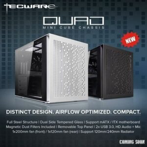 TECWARE QUAD MINI CUBE CASE MID TOWER TEMPERED GLASS