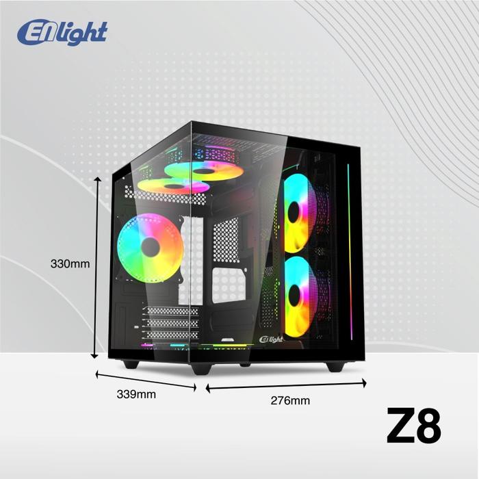 Casing ENLIGHT Z8 BLACK - Micro ATX - INCLUDE 3 FAN - Image 2