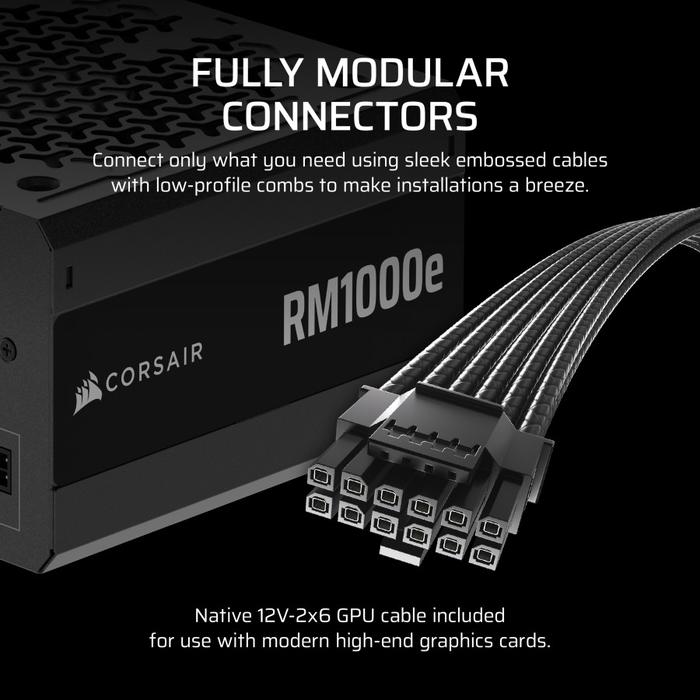 Corsair RM1000E / RME1000 - 1000W 80+ Cybenetics GOLD Modular ATX 3.1 PCIe 5.0 - Image 5