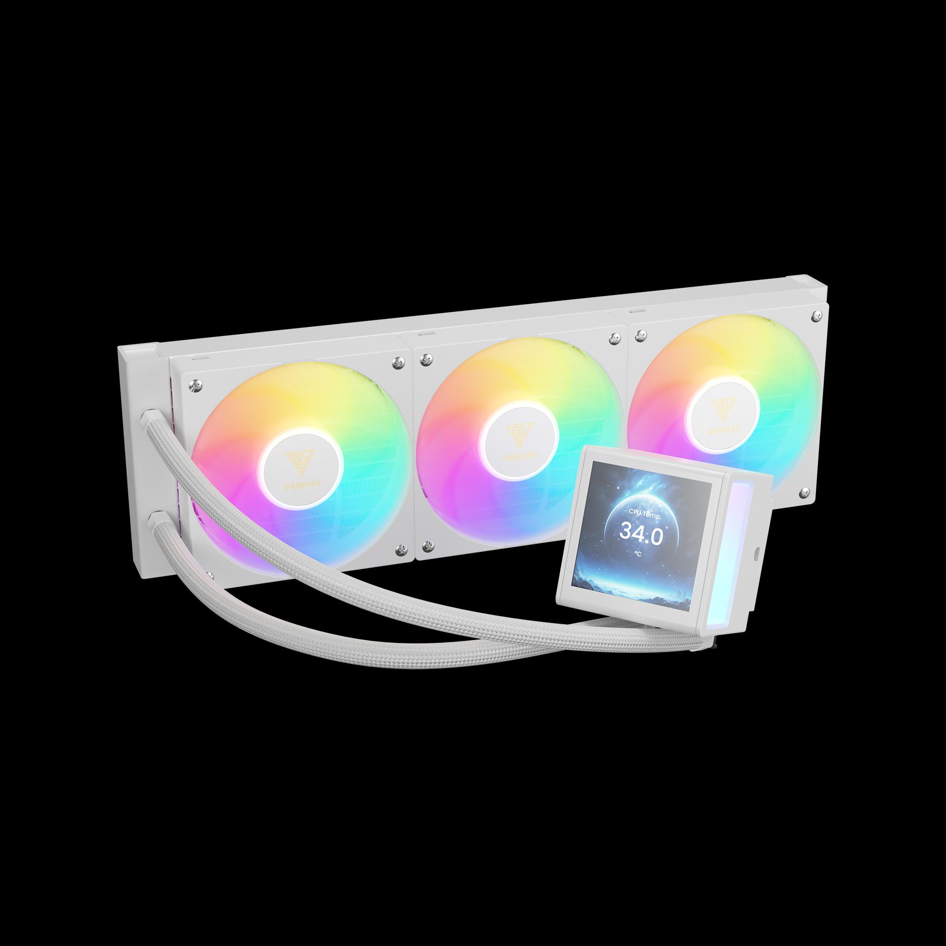GAMDIAS CHIONE P5-360 - 360MM LCD POWERFUL DIGITAL COOLING - AIO Liquid CPU Cooler - WHITE - Image 3