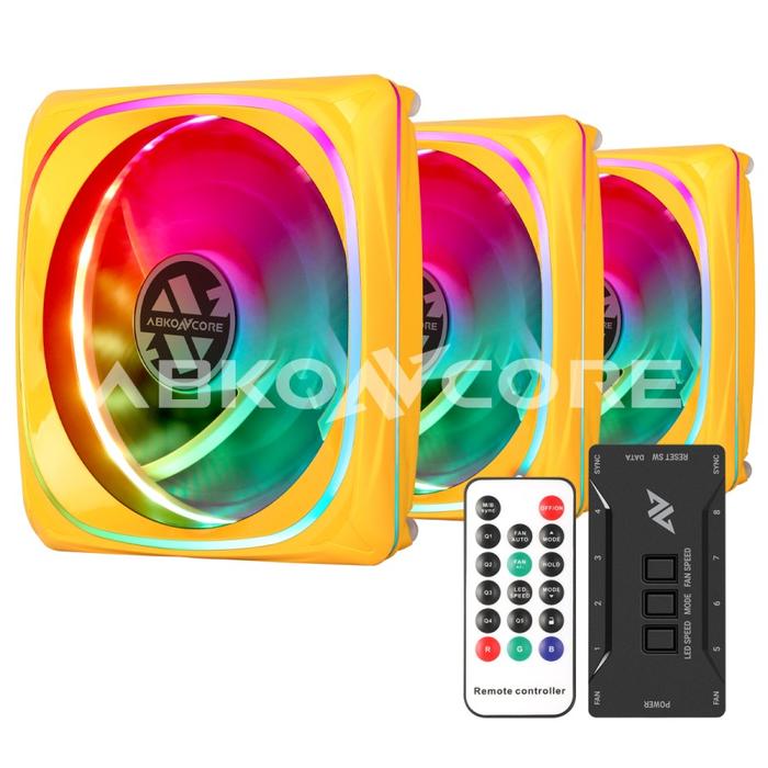 FAN CASING ABKONCORE CY120 / CY 120 ARGB SPECTRUM SYNC 3in1 - YELLOW
