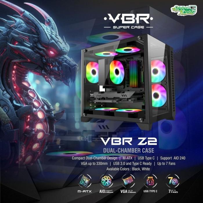 Casing VBR Z2 M-ATX USB Type-C DUAL CHAMBER - mATX GAMING CASE