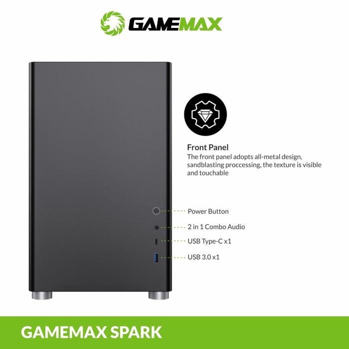 Casing GameMax Spark MATX - Hitam - Image 3