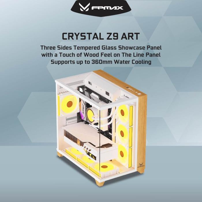 CASING FPMAX Crystal Z9 Art White + Wood ATX, mATX, ITX