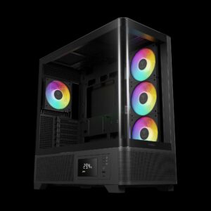 Casing GAMDIAS ATLAS P2 CG ARGB + 3 FAN ARGB - Hitam