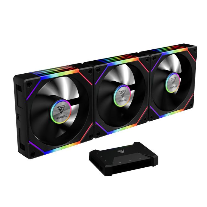 Fan Casing GAMDIAS AEOLUS P2-1203U ARGB PWM 120mm Fan Pack 3IN1 - BLACK
