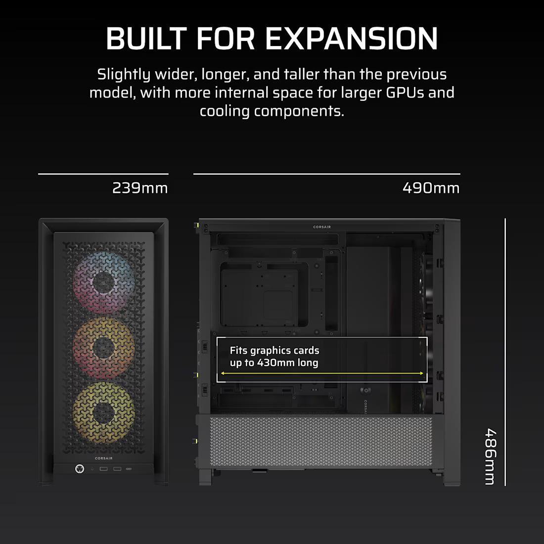 CASING CORSAIR FRAME 4000D ARGB Mid Tower - BLACK - Image 8