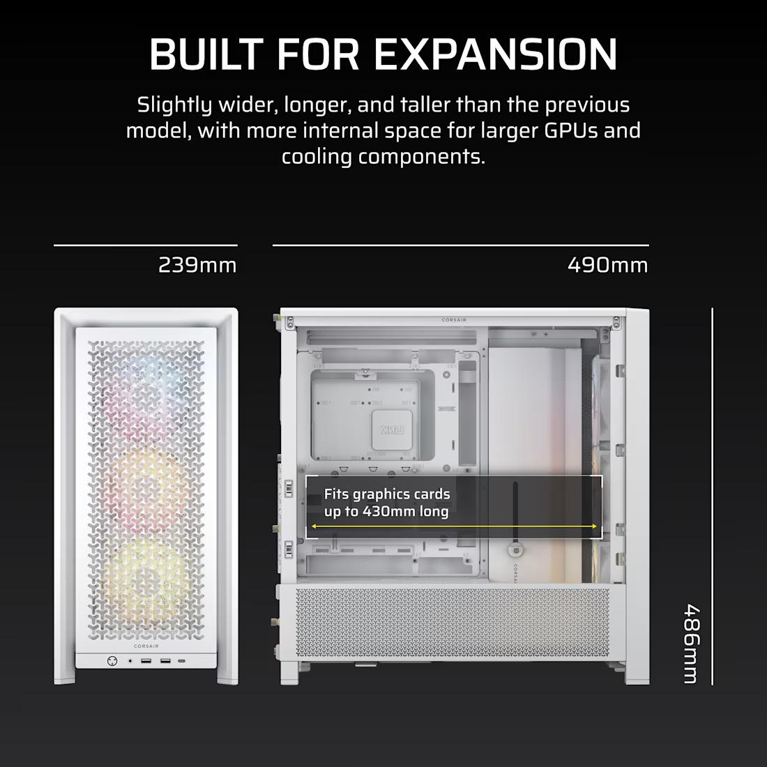 CASING CORSAIR FRAME 4000D ARGB Mid Tower - WHITE - Image 9