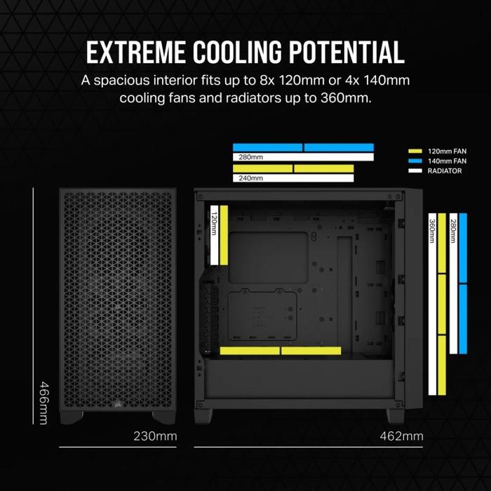 CASING CORSAIR 3000D AIRFLOW - Mini ITX, MATX, ATX - BLACK - Image 5