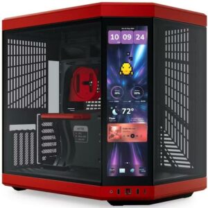 Casing HYTE Y70 TOUCH INFINITE BLACK CHERRY RED - Modern Aesthetic Dual Chamber ATX Case with 14.5" Integrated LCD Touchscreen