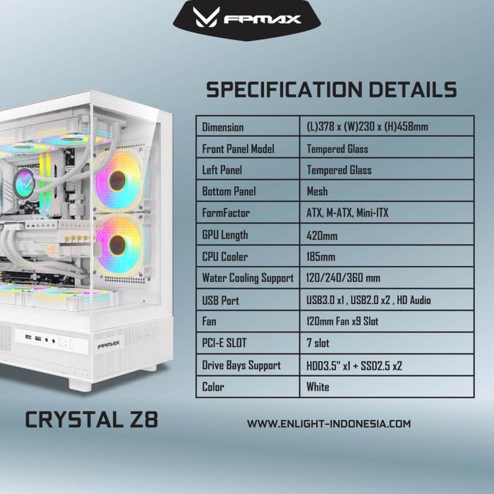 CASING FPMAX Crystal Z8 White - ATX, mATX, ITX - Image 5