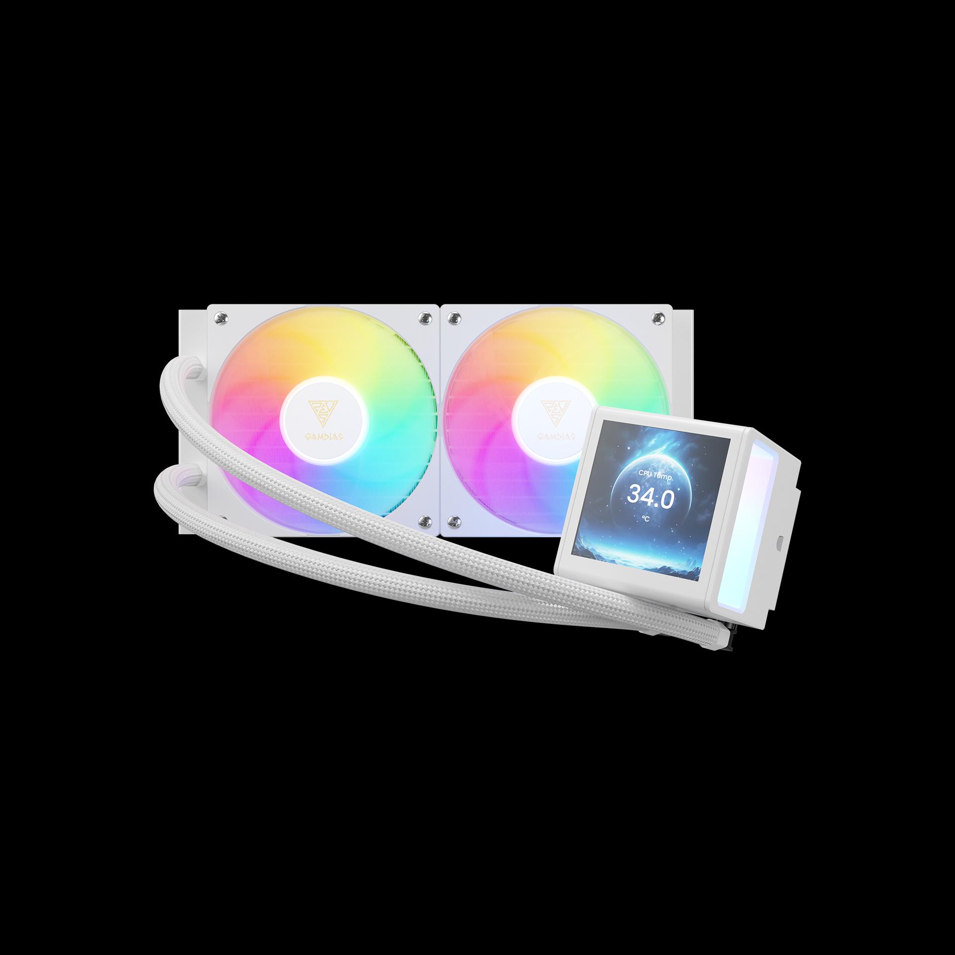 GAMDIAS CHIONE P5-240 - 240MM LCD POWERFULL DIGITAL COOLING - AIO Liquid CPU Cooler - WHITE - Image 2
