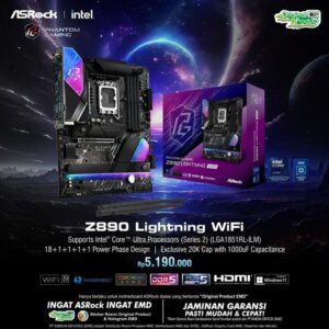 JualASROCK PHANTOM GAMING Z890 LIGHTNING WIFI (LGA1851, Z890, DDR5)
