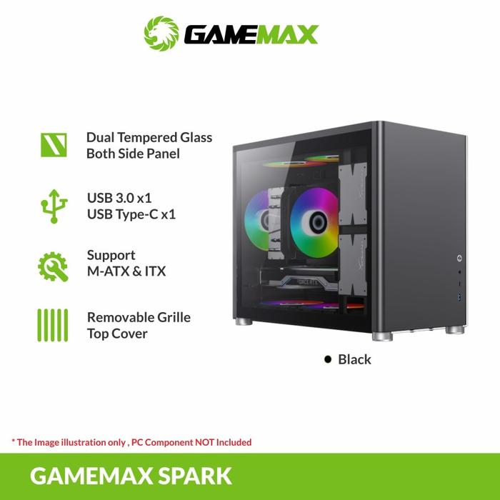 Casing GameMax Spark MATX - Hitam - Image 2