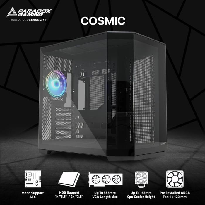 Casing PARADOX GAMING COSMIC - MATX Case - BLACK - Image 3