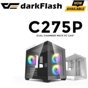 Casing darkFlash C275P - Dual Chamber Tempered Glass m-ATX Gaming Case