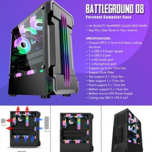 Casing Simbadda BattleGround 08 - ATX, mATX Tempered Glass Gaming Case