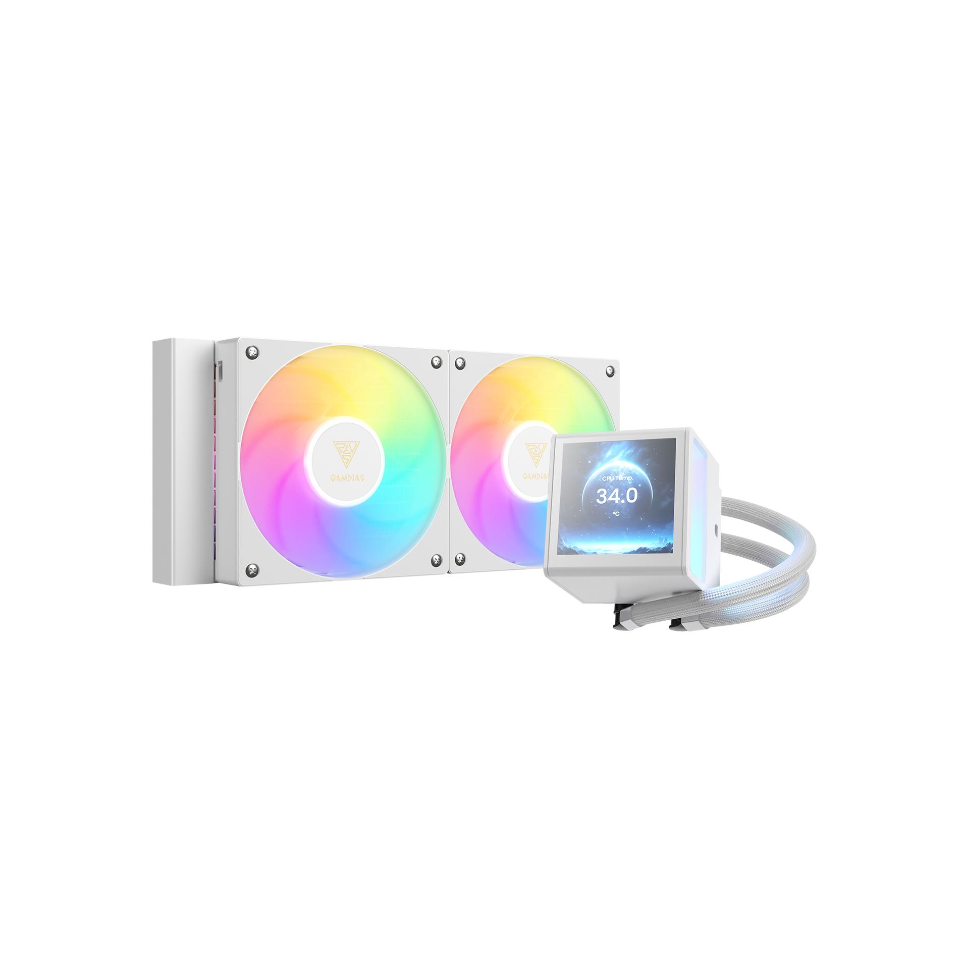 GAMDIAS CHIONE P5-240 - 240MM LCD POWERFULL DIGITAL COOLING - AIO Liquid CPU Cooler - WHITE