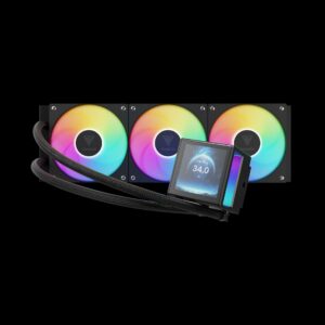 GAMDIAS CHIONE P5-360 - 360MM LCD POWERFUL DIGITAL COOLING - AIO Liquid CPU Cooler - BLACK