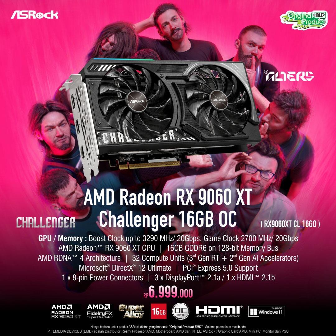 ASROCK AMD Radeon RX 9060 XT CHALLENGER OC 16GB GDDR6