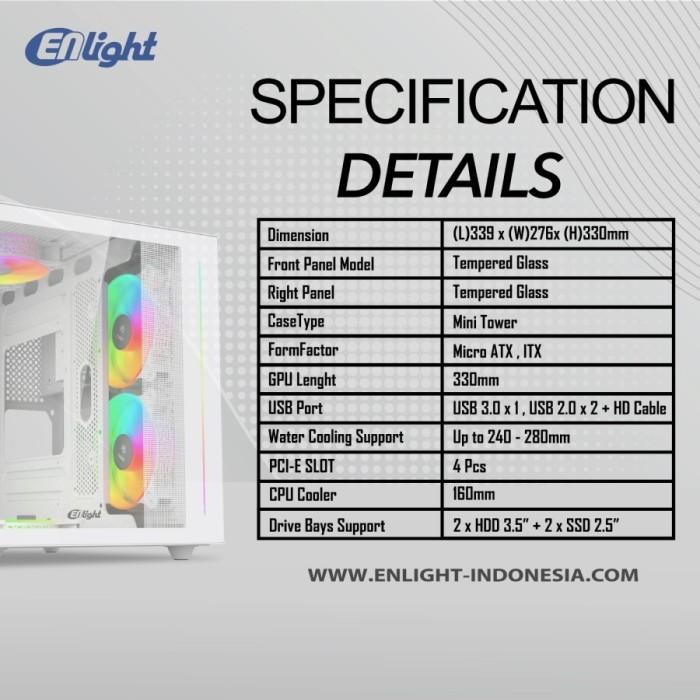 Casing ENLIGHT Z8 BLACK - Micro ATX - INCLUDE 3 FAN - Image 3