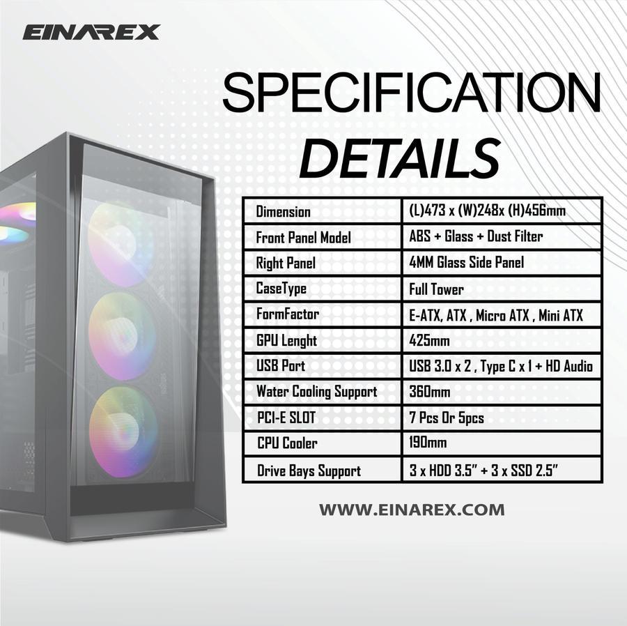 Casing EINAREX LAGRANGE ITX, MICRO ATX, ATX, E-ATX Gaming Case - Image 5