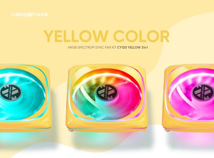 FAN CASING ABKONCORE CY120 / CY 120 ARGB SPECTRUM SYNC 3in1 - YELLOW - Image 2